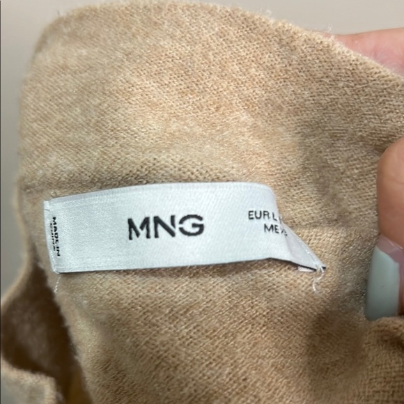 Mango MNG Dress Knit Sweater Beige Tan Sleeveless Mock Neck Sheath Side Split - Picture 4 of 13